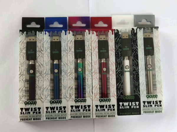 New 380mAh OOZE Twist Preheat Battery Charger Kit variable voltage Preheat battery 510 thread vape pen battery vape batteries