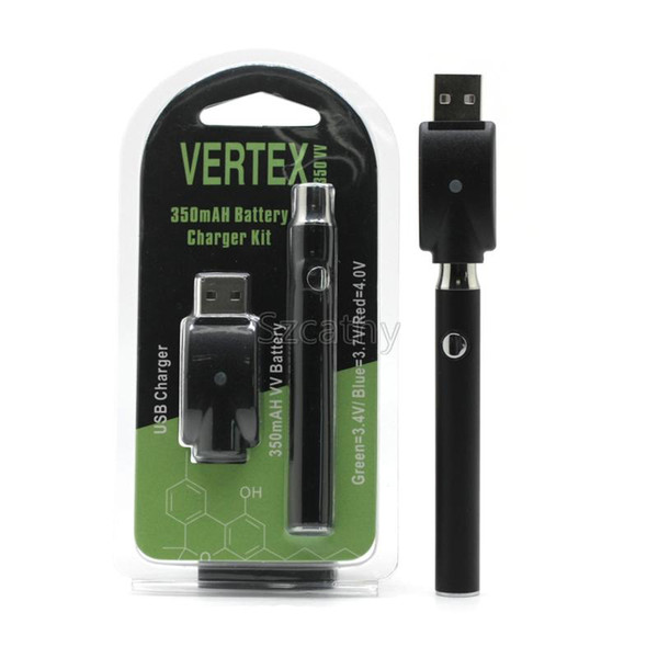 Newest Vertex LO VV Battery Charger Kit 350mAh CO2 Oil Preheat Battery E Cigarettes Vape Pen Fit 510 thread Atomizers CE3 Tank G2 Cartridges