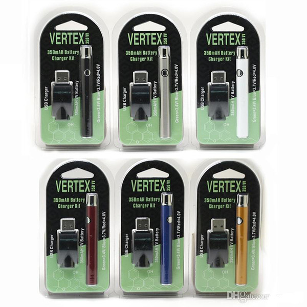 New Vertex LO VV Battery Charger Kit 350mAh CO2 Oil Preheat Battery E Cigarettes Vape Pen Fit 510 thread Atomizers CE3 Tank G2 Cartridges