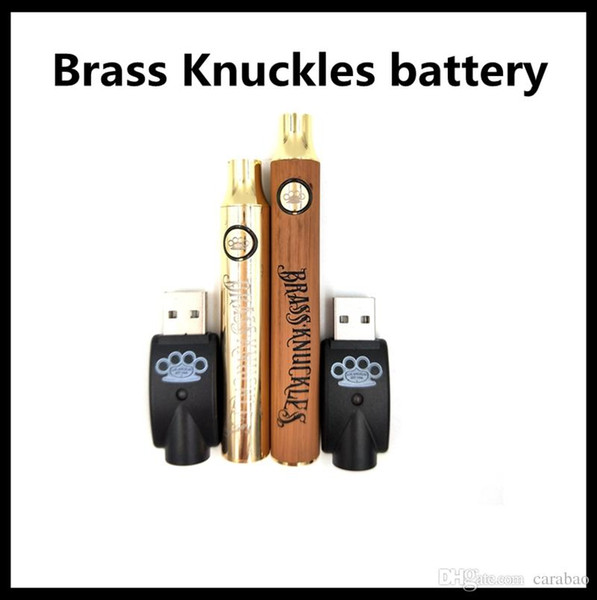 Brass Knuckles Battery 650mAh Gold 900mAh Wood Vape Pen Preheat VV Variable Voltage Battery For 510 Kingpen Thick Oil