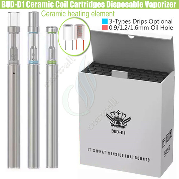 New BUD D1 Thick Oil Disposable Cartridges Vaporizer Vape O Pen 0.5ml Ceramic Coil Glass Atomzier Tank 310mah Battery ecig Starter Kit Vapor