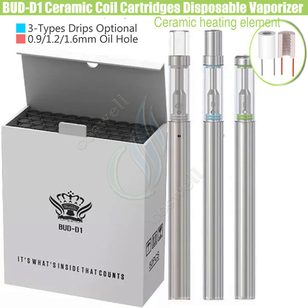 Top BUD D1 Thick Oil Disposable Cartridges Vaporizer Vape O Pen 0.5ml Ceramic Coil Glass Atomzier Tank 310mah Battery ecig Starter Kit Vapor