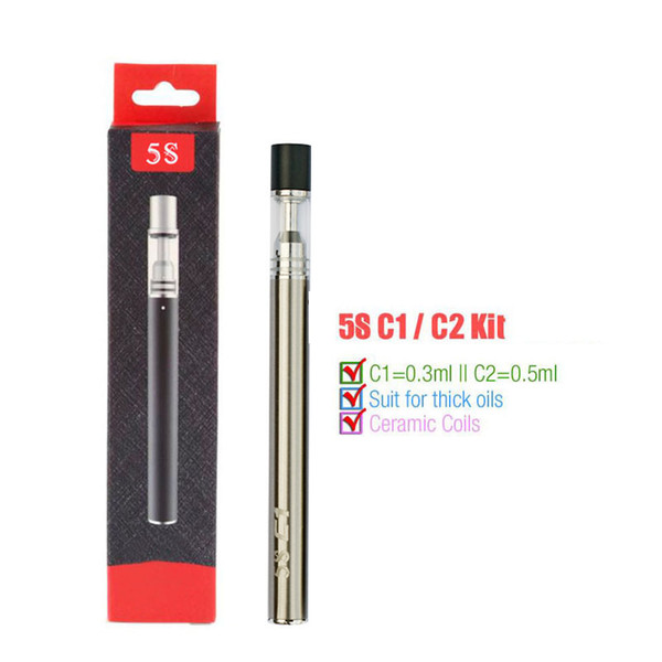 Disposable E Cigarettes Open Vape 5S C1 C2 All In One Pen Vaporizer Glass Tube 0.3Ml 0.5Ml Thick Oil Cartridge