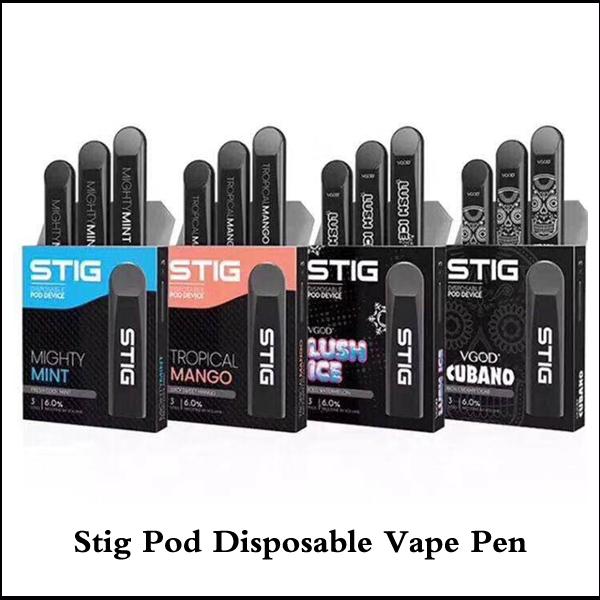 Vgod Stig Disposable Pod Starter Kit With 1.2ml Pods 270mAh Fully Charged Battery Portable Vape Pen Cartridge pod