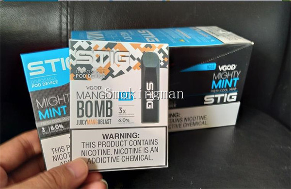 High quality 5 flavors Vgod Stig Pod Disposable Vape Pen Kit 270mAh Fully Charged Battery With 1.2ml pod Capacity Disposable E-Cig Kit