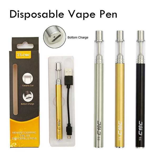 Disposable Vape Pens 5S c10c Vaporizer Pen Starter Kits 280mAh Battery with Micro USB 0.3ml 0.5ml Glass Tank Ceramic Coil Cartridges