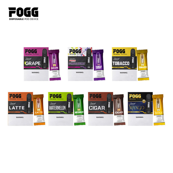 AUTHENTIC FOGG Disposable Vape Pod Kit 270mAh Fully Charged with 1.2ml Cartridge Secret Sauce Juice Vape Pen Device VS STIG Pods