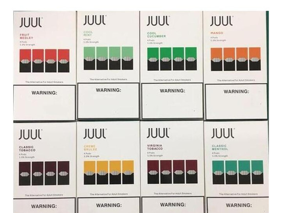 DHL No leak mango Cucumber JUUL Pods 8 flavors for juul pen device mango mint fruit Portable vape pen 4pcs pack refillable podcartridge