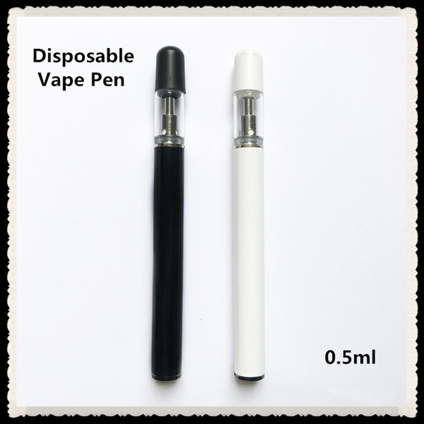 Disposable Vape Pen E Cigs Bud Vaporizer 0.5ml Empty Oil Vape Pen Ceramic Coil Glass Round Tip 510 Cartridges with Ceramic Mouthpiece