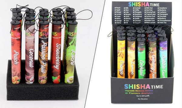 Hookah Eshisha disposable electronic cigarette tube E cigs 500 puffs 38 various fruit flavored hookahs Free Shipping 100pcs