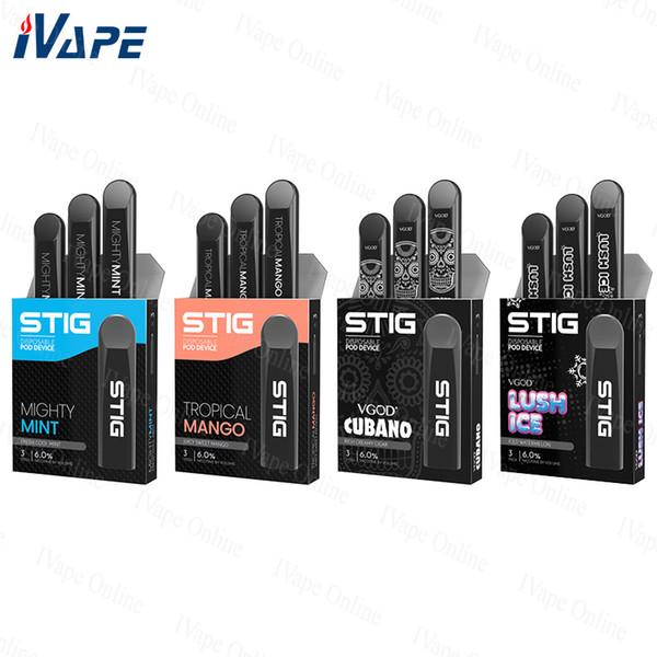 Authentic VGOD Stig Disposable Pod Device 3pcs/lot 270mAh Battery 1.2ml Cartridge Vape Pen Kit Best for MTL