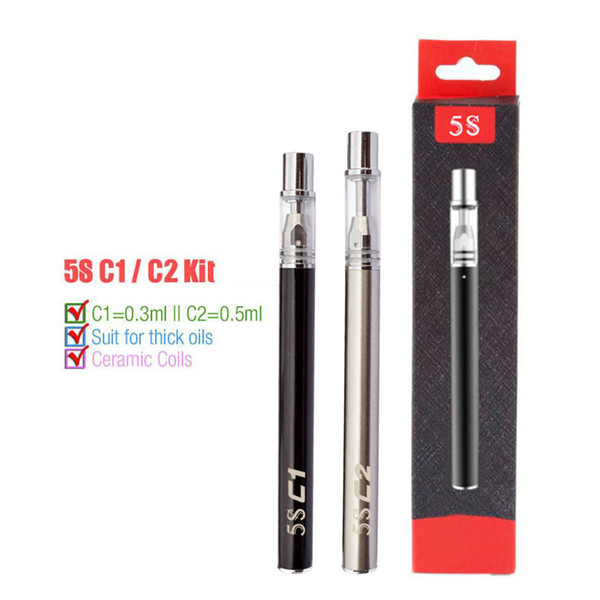 Disposable Vape Pens Vaporizer Oil Pen 0.3ML 0.5ML Glass Tanks 5S C1 C2 320mAh Battery Ceramic Coil E Cigarettes Vape Kits