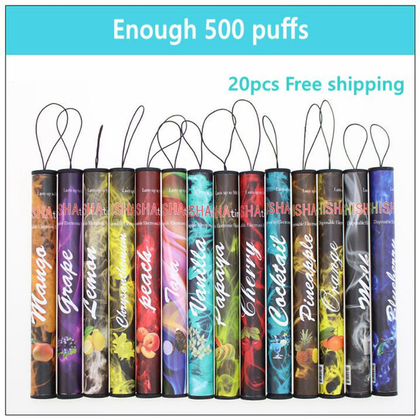 E ShiSha Time disposable electronic cigarette - 20PCs. Enough 500 Puffs Various fruit flavors colorful Disposable e-cigs hookah pen