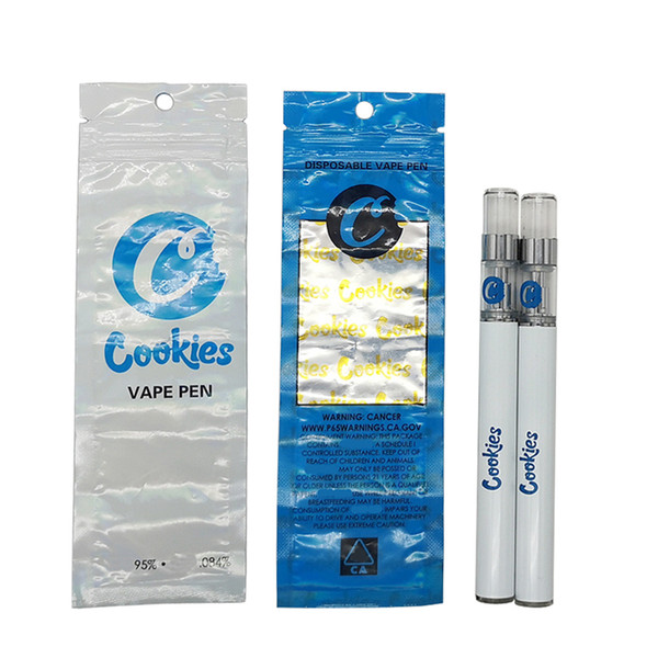 Cookies Disposable Vape Pen Vaporizer Pens E cigarette Kit 280mAh Battery 0.5ml Glass Tank Thick Oil Cartridge with Plastic Tube Packaging