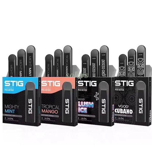 Vgod Stig Disposable Pod Starter Kit With 1.2ml Pods 240mAh Fully Charged Battery Vape Pen ECig Kit 100% Original DHL