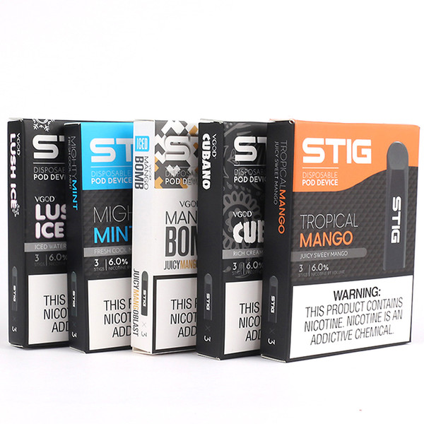 VGOD STIG Disposable Pod Kit Device 3Pcs Pack 270mAh Fully Charged Battery with 1.2ml Cartridge E-Cigarettes Vape Pen Kit