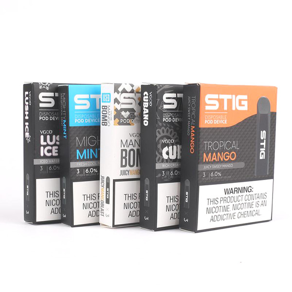 VGOD STIG Disposable Pod Kit Device 3Pcs Pack 270mAh Fully Charged Battery with 1.2ml Cartridge E-Cigarettes Vape Pen Kit Top Quality