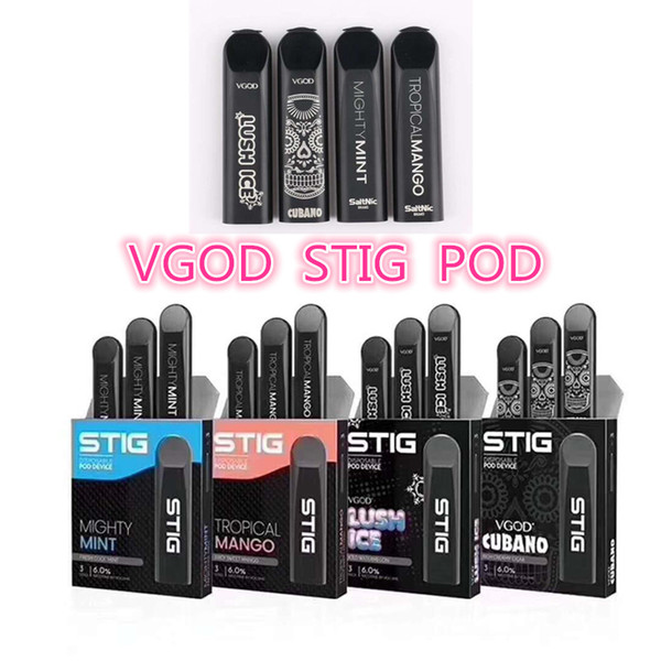 VGOD STIG Disposable Pod Device 270mAh Fully Charged Battery Vape Pen kit 1.2ml Cartridge All-In-One Disposable Pod System 3Pcs PacK