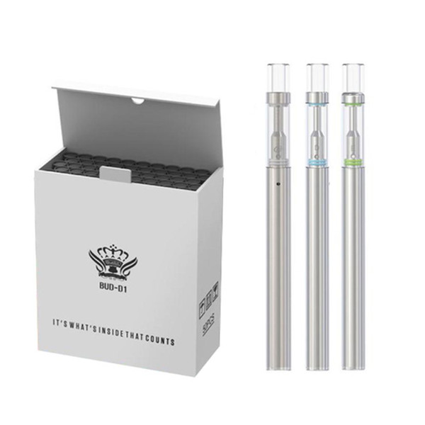 100% Authentic Buddy Bud D1 Disposable Vape Pen 320mah Glass Drip Tip 0.5ML Ceramic Coil 1.2ohm One Time Use