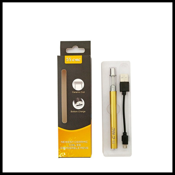 Authentic 5S C10C Disposable Vape Cartridge Ceramic Coil Starter Kit 0.3ml 0.5ml for Thick Oil DHL Free