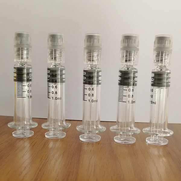 1ml Syringe Borosilicate Luer Head Pyrex Ruhr Lock Glass Injector with Measurement Mark Tip Oil Filling Tools For Glass Vape Cartridges Tank