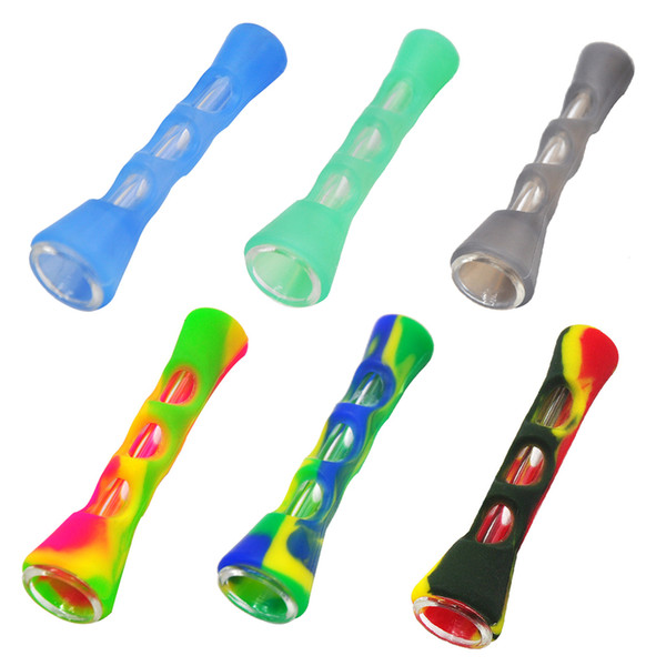 Silicone Blunt Oil Burner Portable Dab Pipes Smoking Pipes Dry Herb Tobacco Pipes For Dry Herb