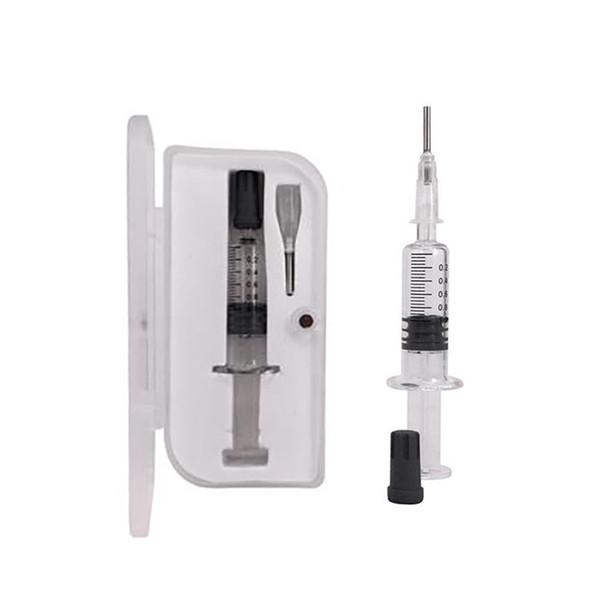 1ML Luer Lock Pyrex Syringe Glass Injector with Needle for Thick Co2 Oil Vape Carts Tank Clear BUD Touch E cigs Atomizers