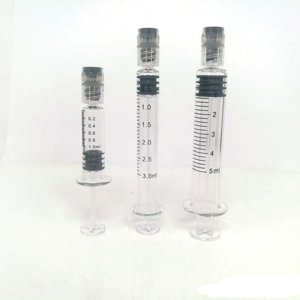 Multiple Choice 1/3/5ML Luer Lock Glass Syringes With Measurement Mark Injector For Oil Vape Carts Thick Oil Tank Free Shipping