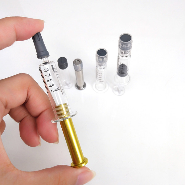 Clear Luer Lock Glass Injection Luer Head Glass Syringe 1ml With Metal Plunger Coil Jig Tool For Thick Oil Vape Carts