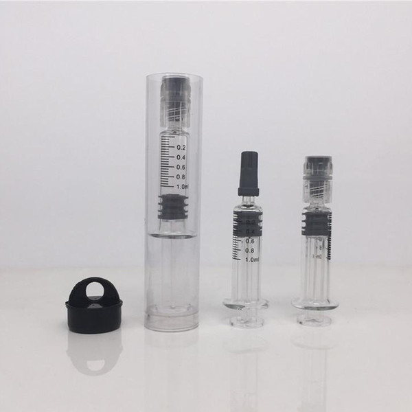 MOQ 2 units 1ml Luer Lock Luer Head Glass Syringe 1cc Injector with Graduation Mark needle plastic tube packaging for Co2 oil Carts