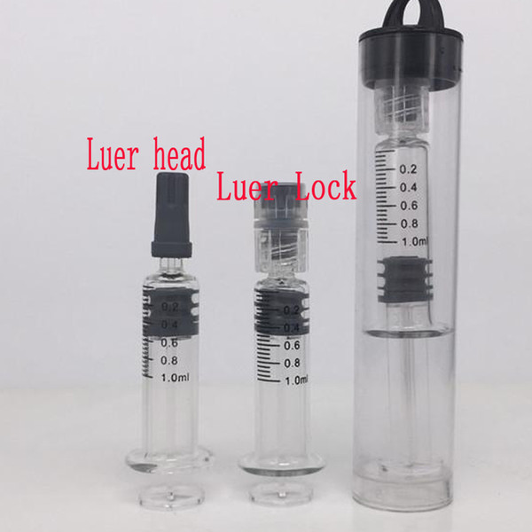 Luer lock Head injuector 1ml Glass syringes with measurement mark 510 thread disposable vape cart concentrete Plastic tube packaging