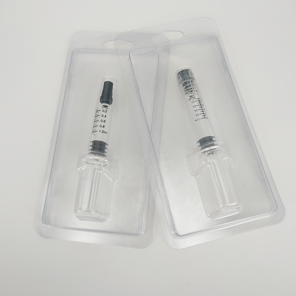 1ML Luer Lock Glass Syringe With Measurement Mark Packed by Clam Shell Blister Packing E Cig Oil Injector For Thick Oil Atomizer