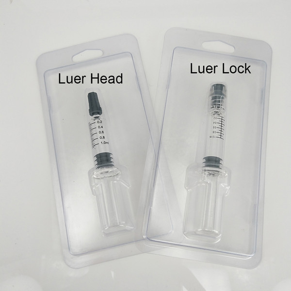 1ml Clear Color Injector Luer Head Glass Syringe With Measurement Mark For Oil Carts Tank Luer Lock Clam Shell Blister Packing