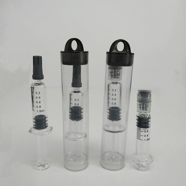 1ml Luer Lock Luer Head Glass Syringe Injector for Extract Oil Vaporizer Pen Thick oil Cart Vapes With Plastic Tube