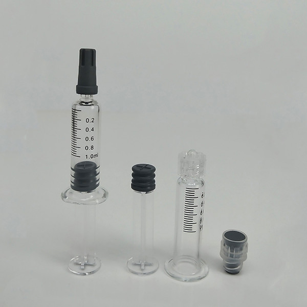 Clear Glass Injector Glass Tank Thick Oil 1ml Syringe Vape Oil Cart Portable Glass Syringe With Plastic Tube