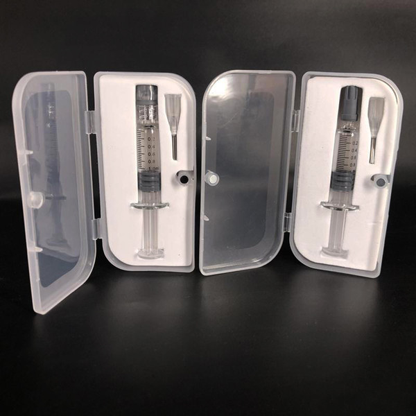 Newest 1ml Luer Lock Luer Head Glass Syringe 1cc Injector with Mark Needle Plastic Box Packaging for Co2 Oil Carts