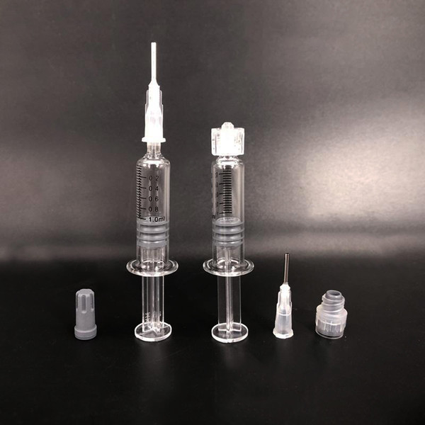 New Clear Luer Lock Injection Luer Head Glass Syringe 1ml Coil Jig Tool For Thick Oil Vape Carts With Gift Box Package