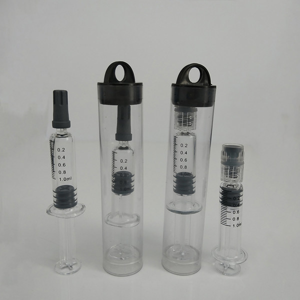 Retail Packing Clear 1ML Luer Lock Luer Head Glass Syringe Glass Injector Winding Jig For Vape Carts G2 Tank With Measurement Mark