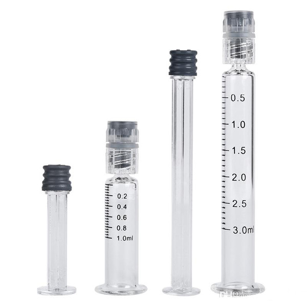 Clear Color Luer Lock Glass Syringes With Measurement Mark Twist Plunger For E cigarette Oil Cart Vape Carts Thick Oil Tank