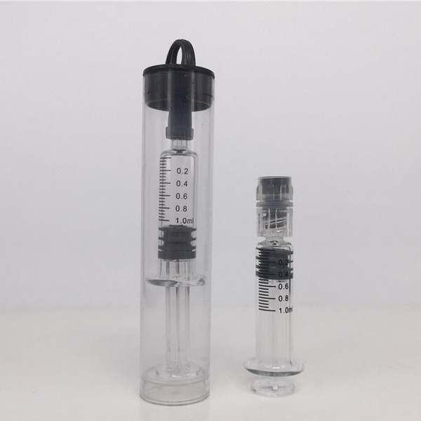 Plastic tube packaging 1ml Luer Lock Luer Head Glass Syringe Glass Injector With Measurement Mark for Extract oil Carts vape carts