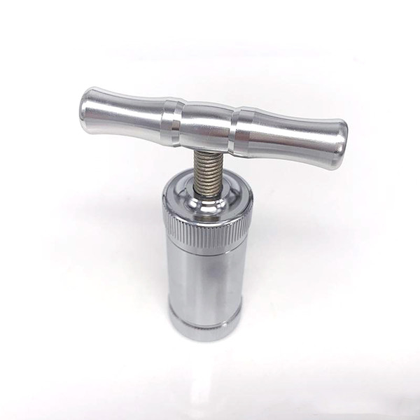 Pollen Press T Handle Stainless Steel Tobacco Compressor Presser Zinc Alloy Crusher Grinder for Bong Shisha Dry Herb