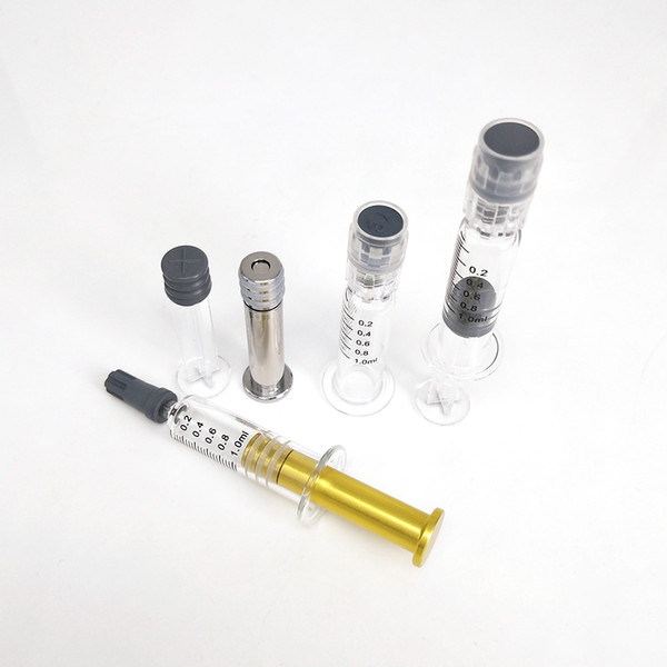 Colorfull Metal Twist Plunger Luer Lock & Head 1ml Glass Syringe Container Oil Filling For Co2 Oil Cartridge Thick Oil Tank