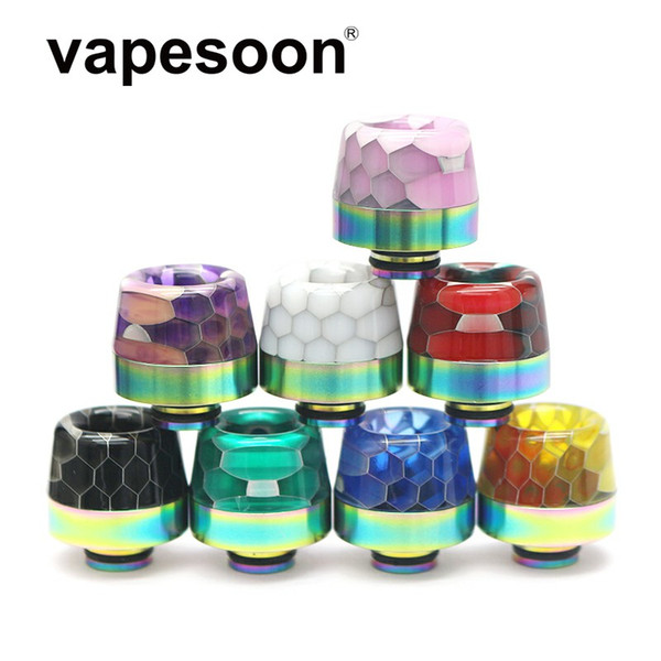 Wholesale VapeSoon 510 Mushroom Shape Stainless Steel + Resin Hybrid Material Drip Tip Snake Style Suit For TFV8 BABY Falcon etc