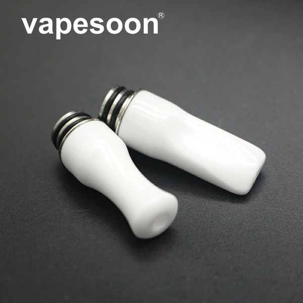 VapeSoon 510 SS Ceramic Drip Tip For tfv8 baby tfv12 baby prince melo 3 etc flat and rounded shape DHL Free