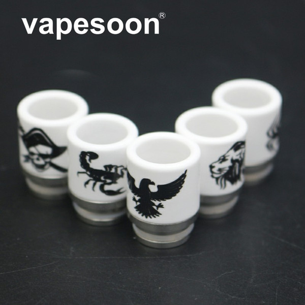 Wholesale VapeSoon 810 Ceramics + Stainless Steel Drip Tip For TFV8 TFV12 Prince IJUST 3 Ello Duro MANTA Blitzen RTA etc