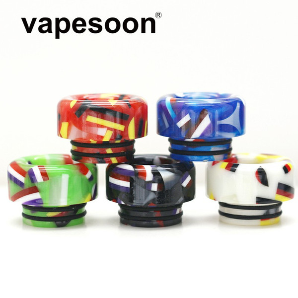 Authentic VapeSoon 810 Resin Drip Tip Flag Style Black Red Blue Green Color For TFV8 Big Baby TFV12 Prince etc DHL Free Shipping