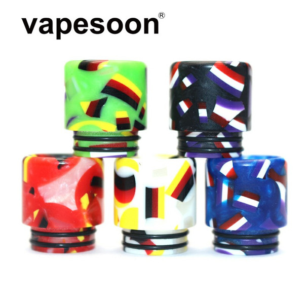 VapeSoon 810 Resin Drip Tip Flag Style Black Red Blue Green Color For TFV8 Big Baby TFV12 Prince etc DHL Free Shipping