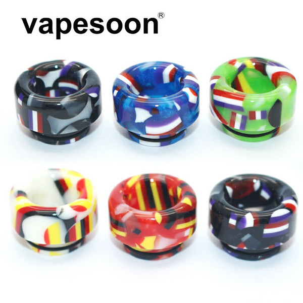 Authentic VapeSoon 810 Resin Drip Tip Flag Style Black Red Blue Green Color For TFV8 Big Baby TFV12 Prince etc