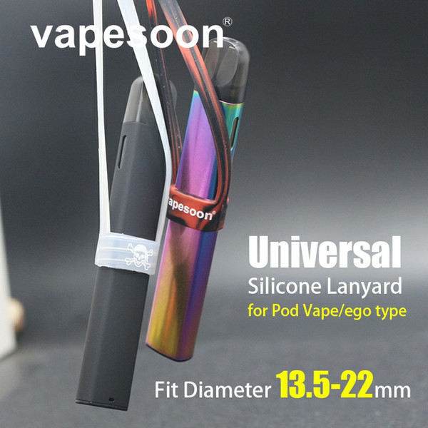 VapeSoon Newest Universal Silicone Lanyard Suit For 13.5mm-22mm E Cig Pod Kit Such As Relx VOOPOO Alpha Zip Pod Kit Elven Pod Starter Kit