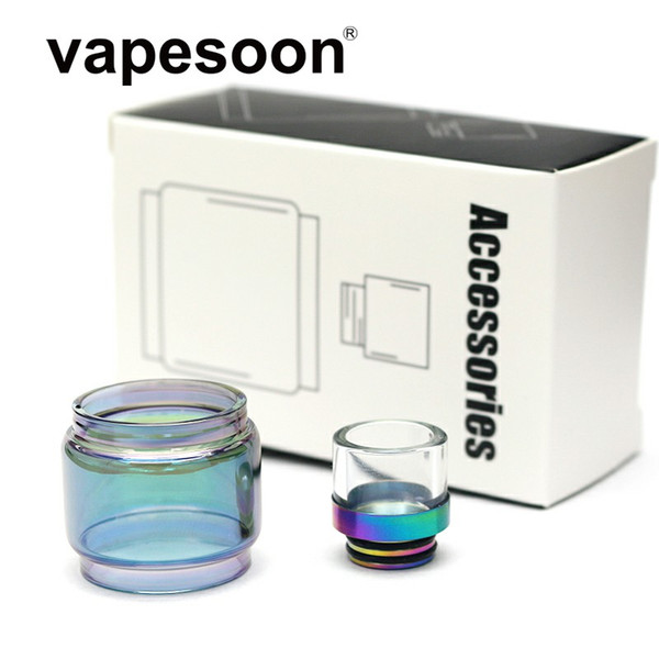 VapeSoon Replacement Fat Glass Tube With 810 Rainbow Drip Tip For TFV12 Prince Falcon King Bravo RTA Diamond TFV8 BIG BABY etc Blister Suit